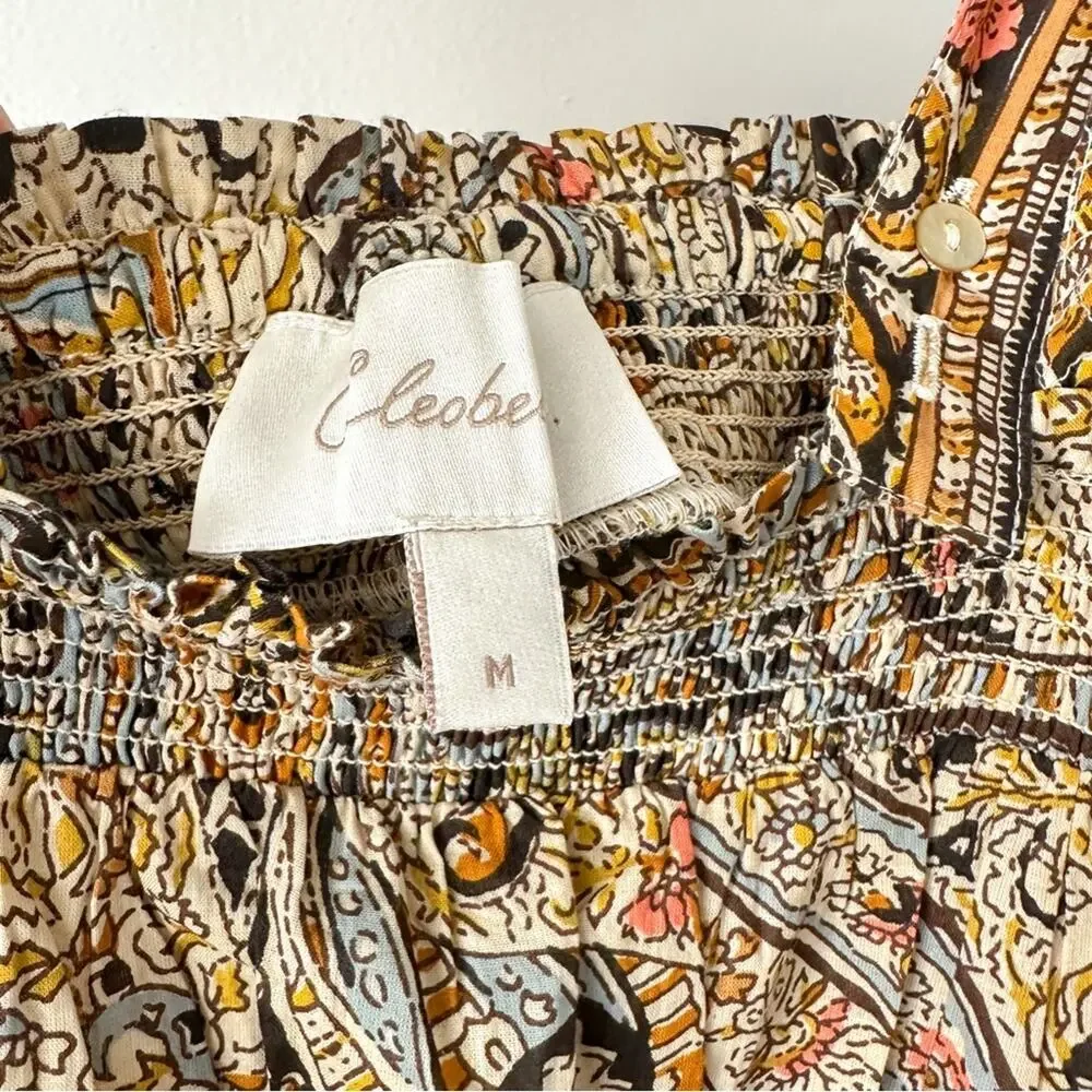 CLEOBELLA Rosalie Boho Midi Dress SZ MEDIUM Tiered Ruffle Paisley Kaleidoscope - Picture 5 of 8